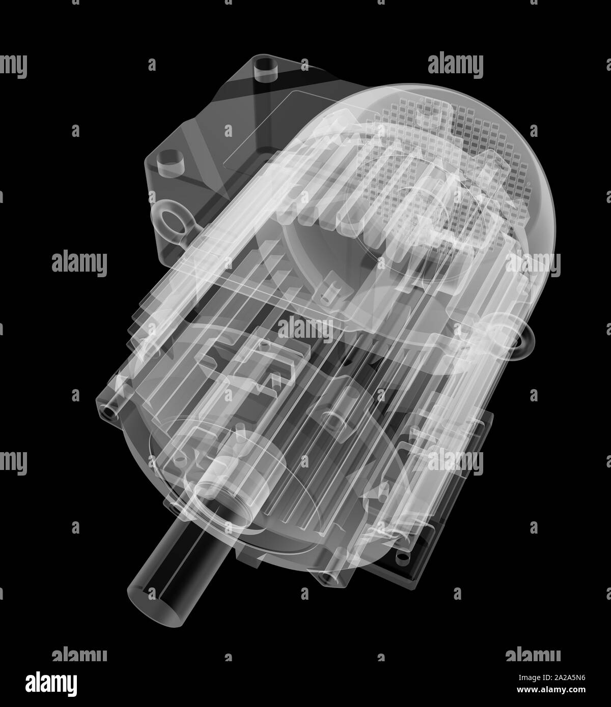 Moteur électrique X-Ray style. Isolé sur fond noir. 3D illustration Banque D'Images