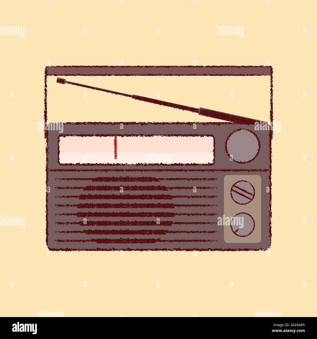 70 télévision radio noir esquisse l'icône Illustration de Vecteur