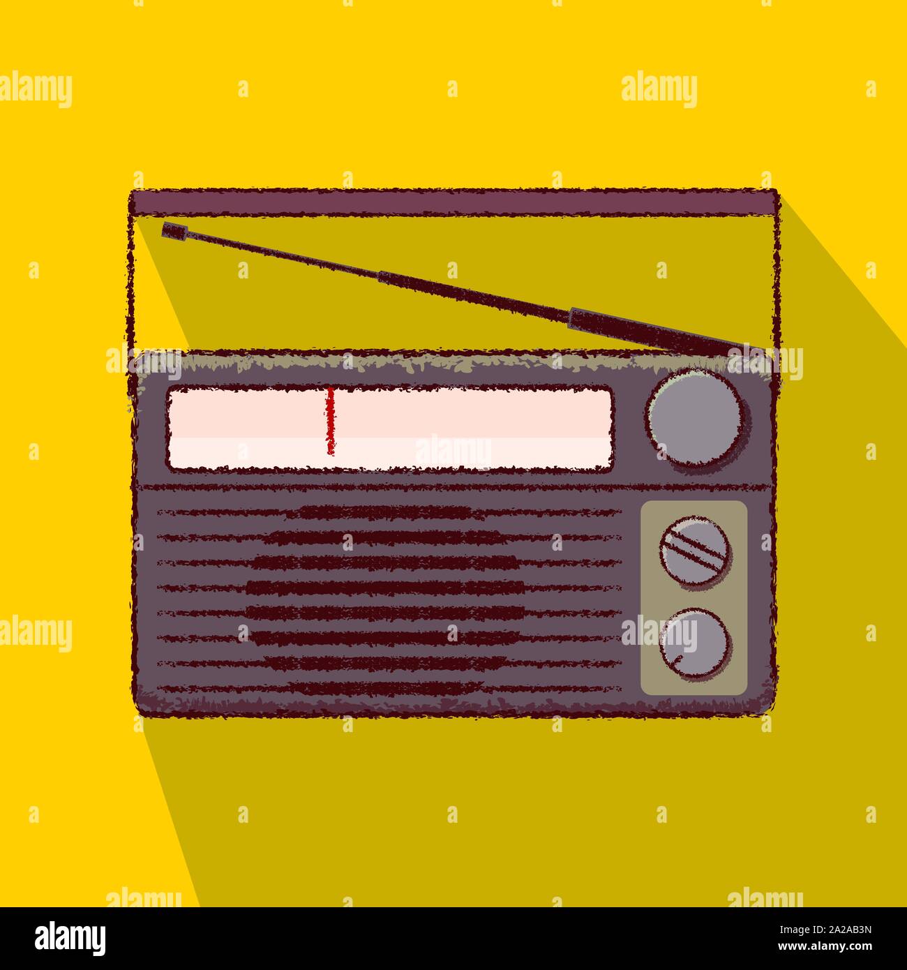 70 télévision radio noir ombre portée de l'icône esquisse Illustration de Vecteur