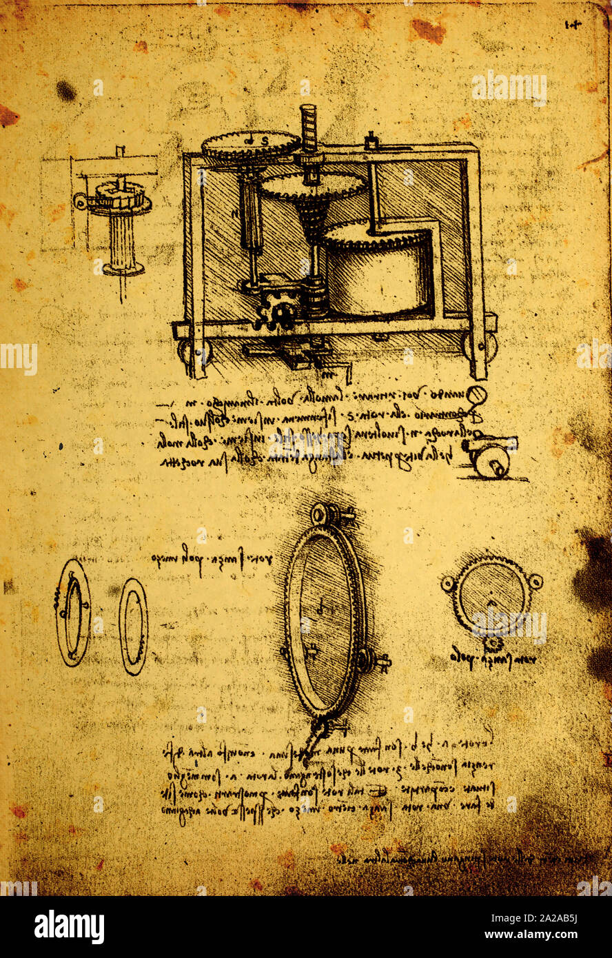 14e siècle dessin technique Leonardo da Vinci Banque D'Images