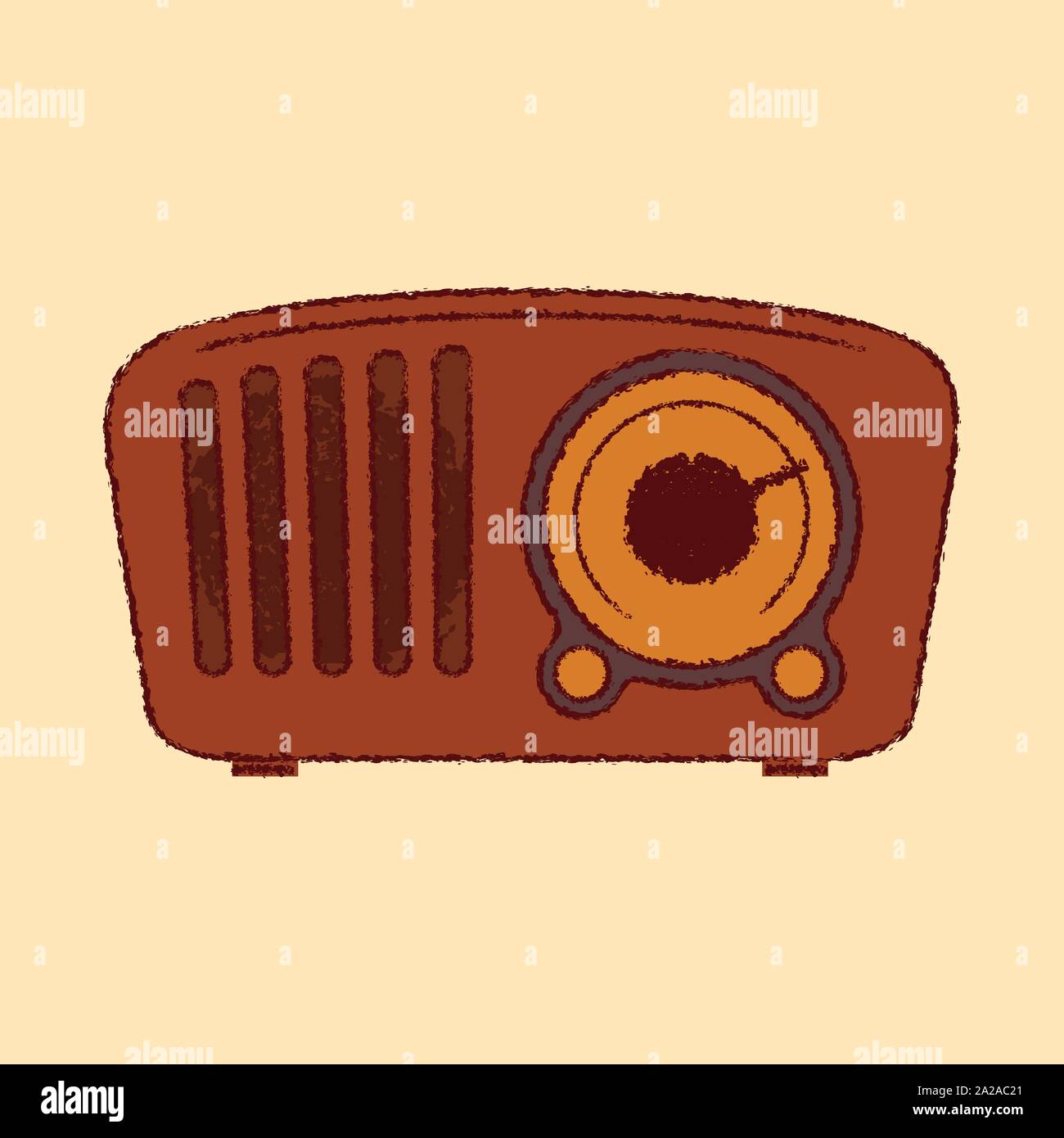 50s vintage retro brown radio télévision icône détaillée style esquisse Illustration de Vecteur