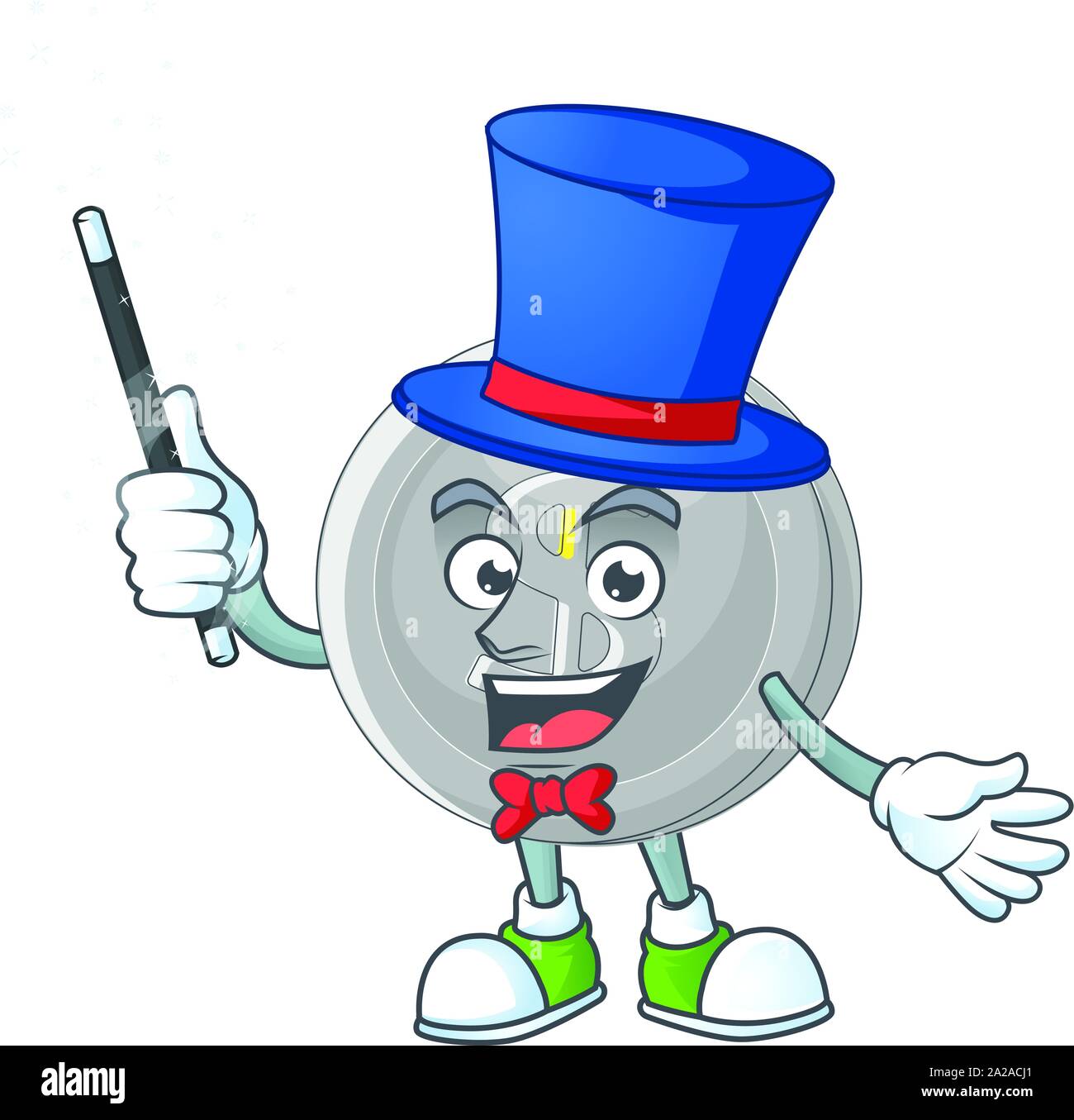 Pièce d'argent magicien personnage avec mascot Illustration de Vecteur