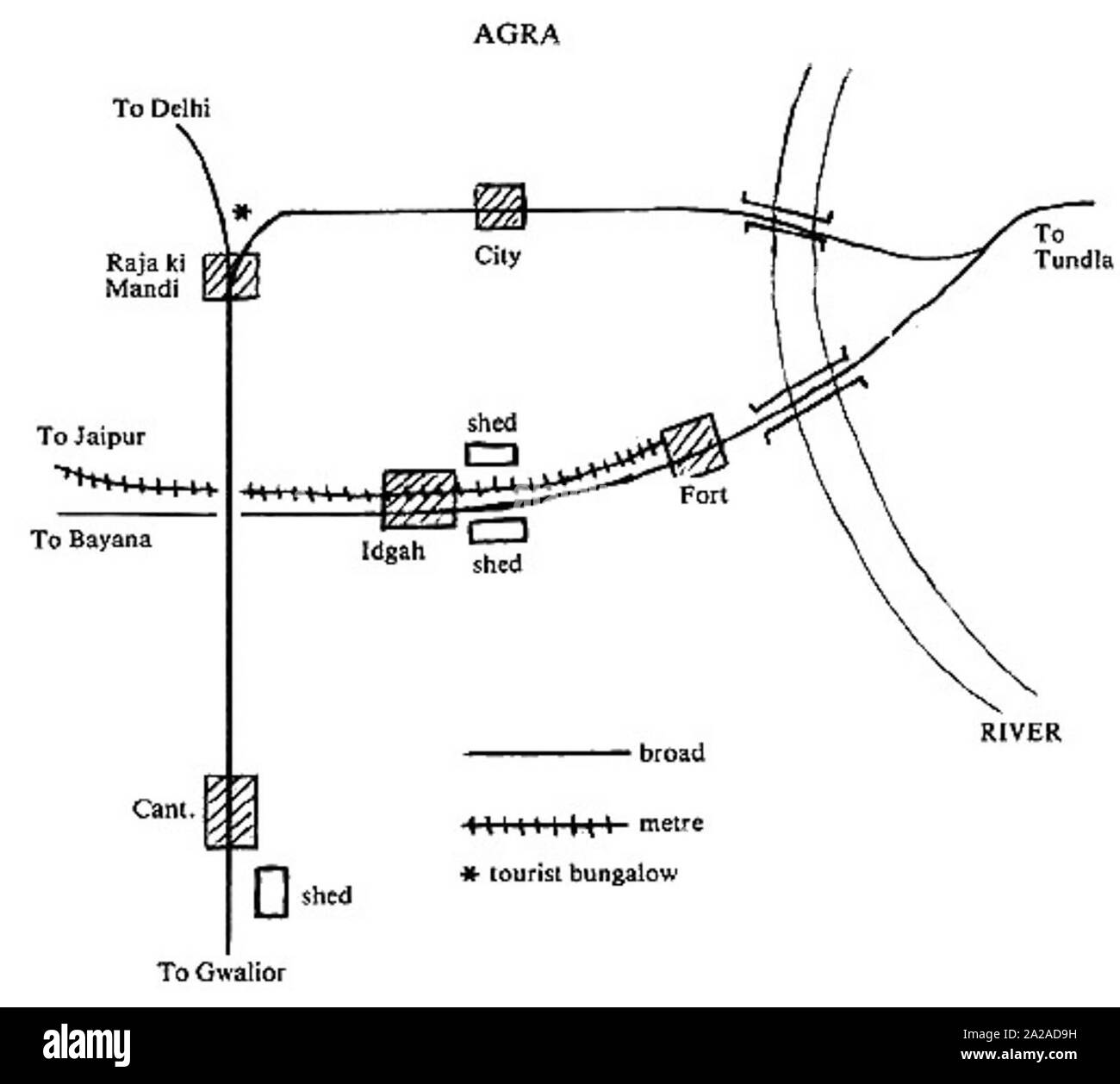 Diagramatic site des chemins de fer dans l'Agra Banque D'Images