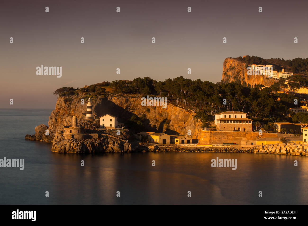 Soller à phare le coucher du soleil, Majorque Banque D'Images