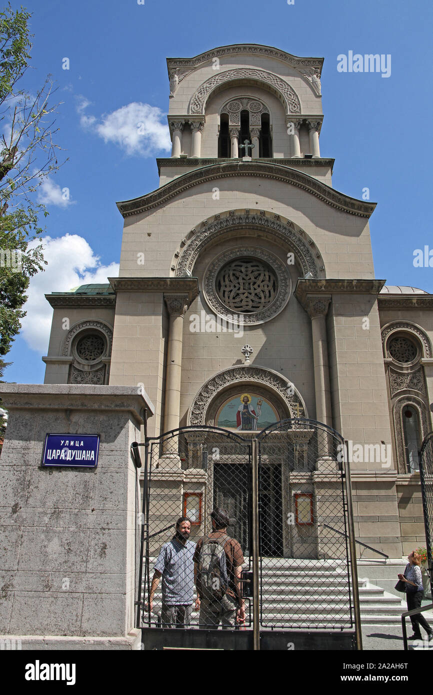 Alexander Nevski Eglise orthodoxe serbe extérieur, Belgrade, Serbie. Banque D'Images