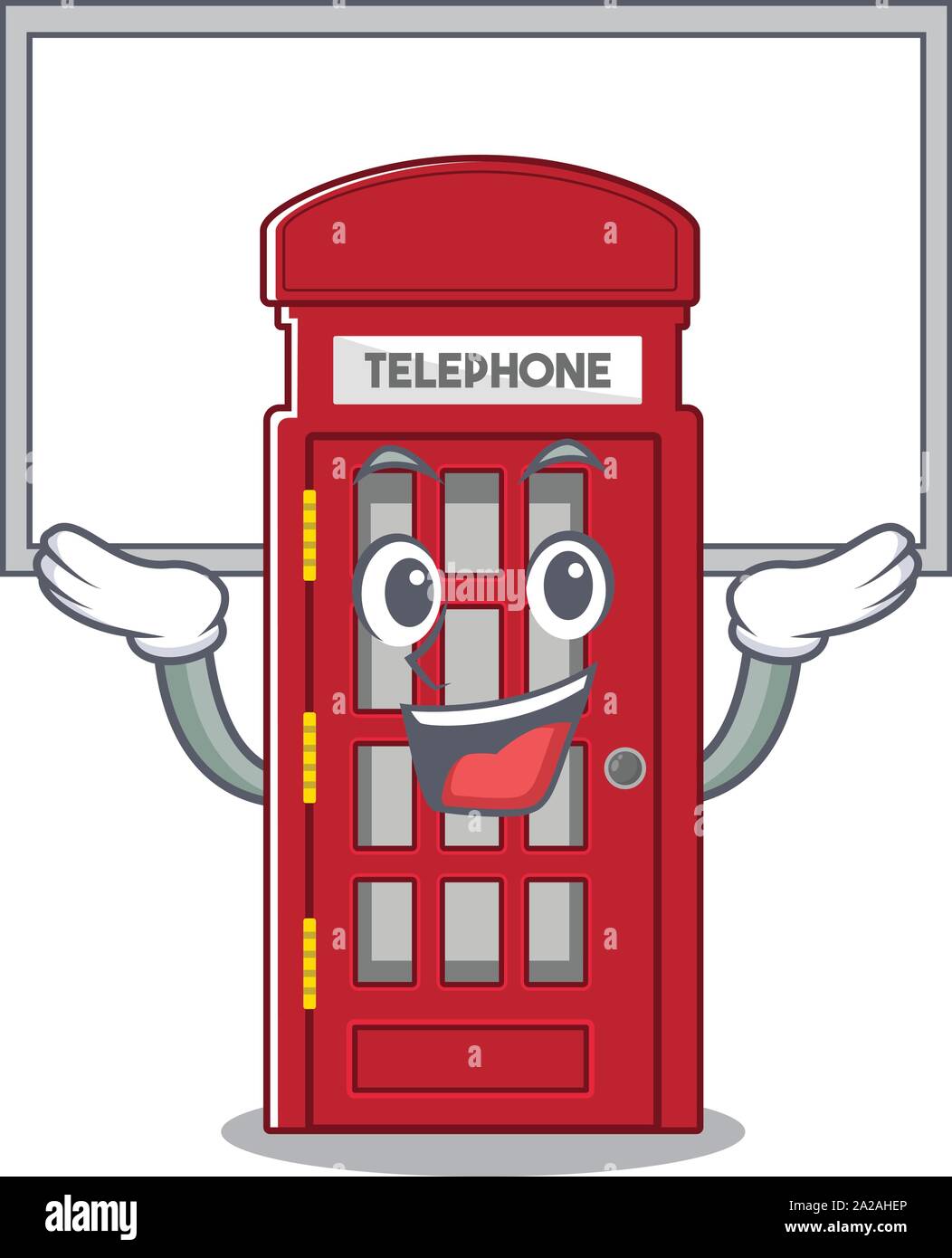 Cabine téléphonique Up conseil sur la forme de caractère mascot Illustration de Vecteur