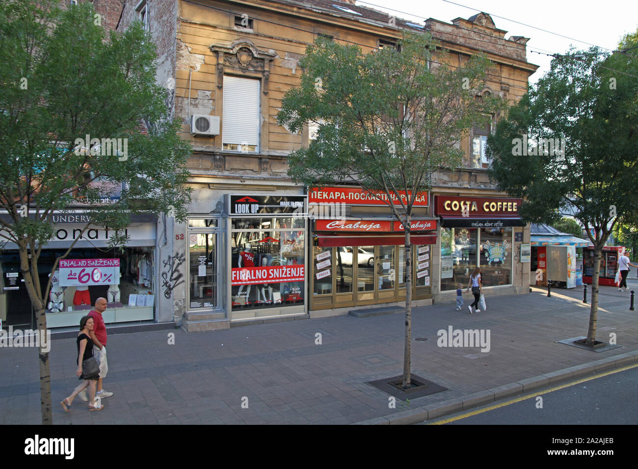 Boutiques sur le roi Milan Street, Belgreade, Serbie. Banque D'Images