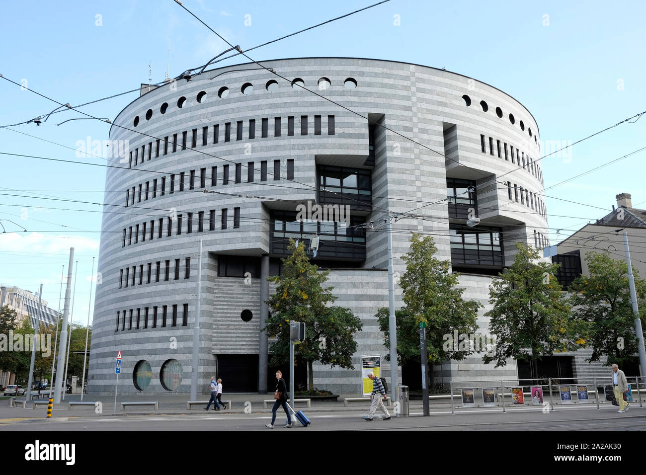 Une vue générale du bâtiment Botta, la Banque des règlements internationaux sur l'Aeschenplatz, Bâle, Suisse. Banque D'Images
