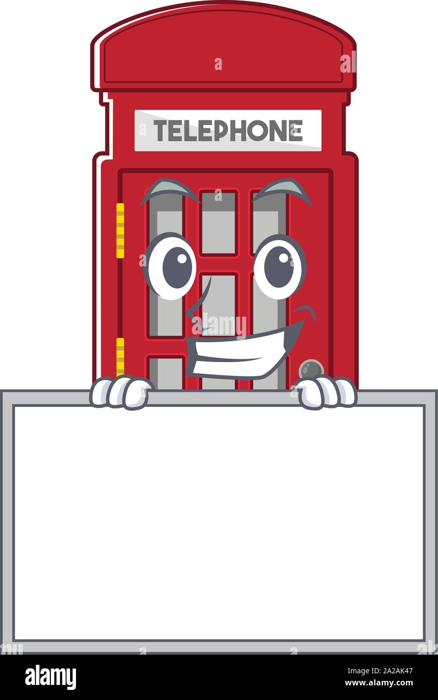 Souriant avec cabine téléphonique conseil sur la forme de caractère mascot Illustration de Vecteur