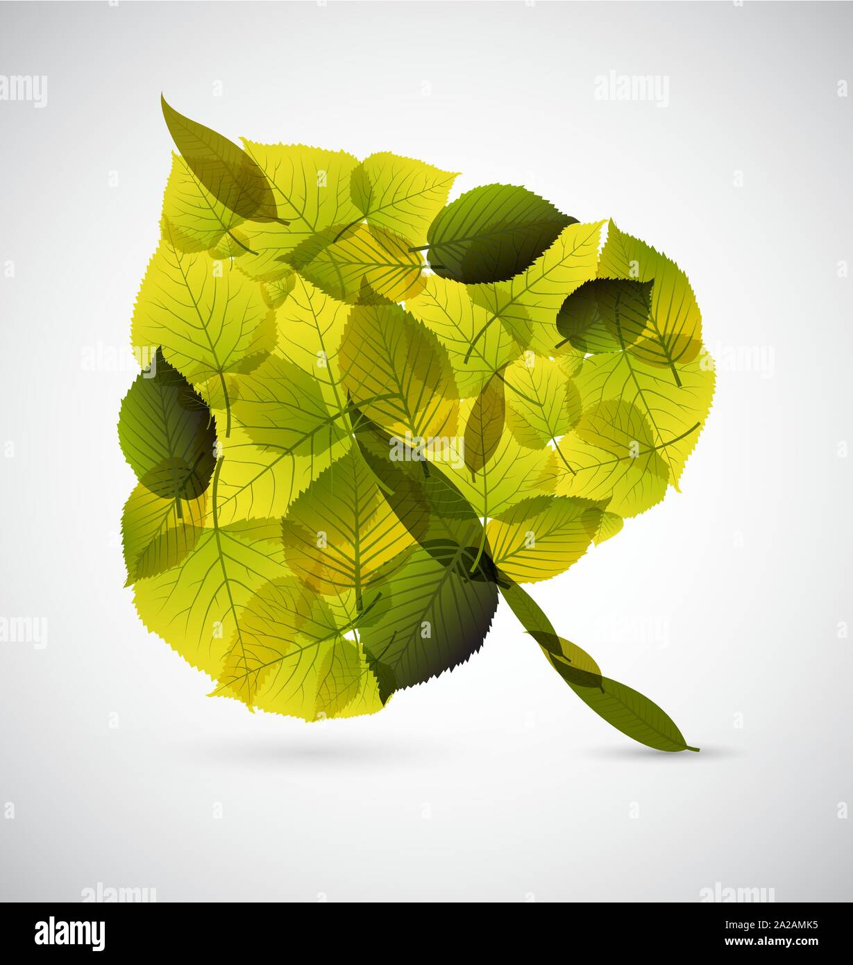 Fait à partir de feuilles fraîches feuilles plus petites sur fond clair Illustration de Vecteur