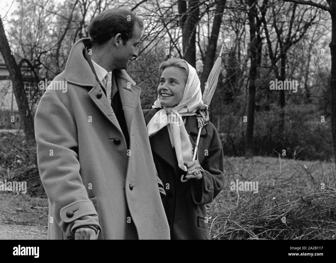 Maria Schell, actrice, Austrian-Swiss avec son mari Horst Haechler. Banque D'Images