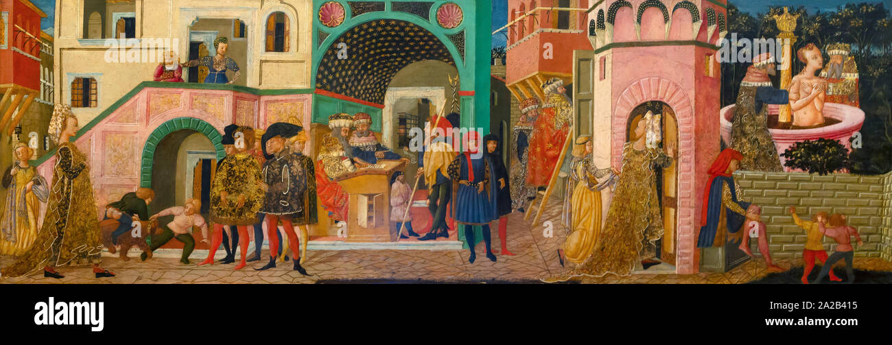 Scènes de la vie de Susanna, Giovanni di Ser Giovanni, Lo Scheggia, vers 1450, le palazzo Davanzati, Florence, Toscane, Italie, Europe Banque D'Images