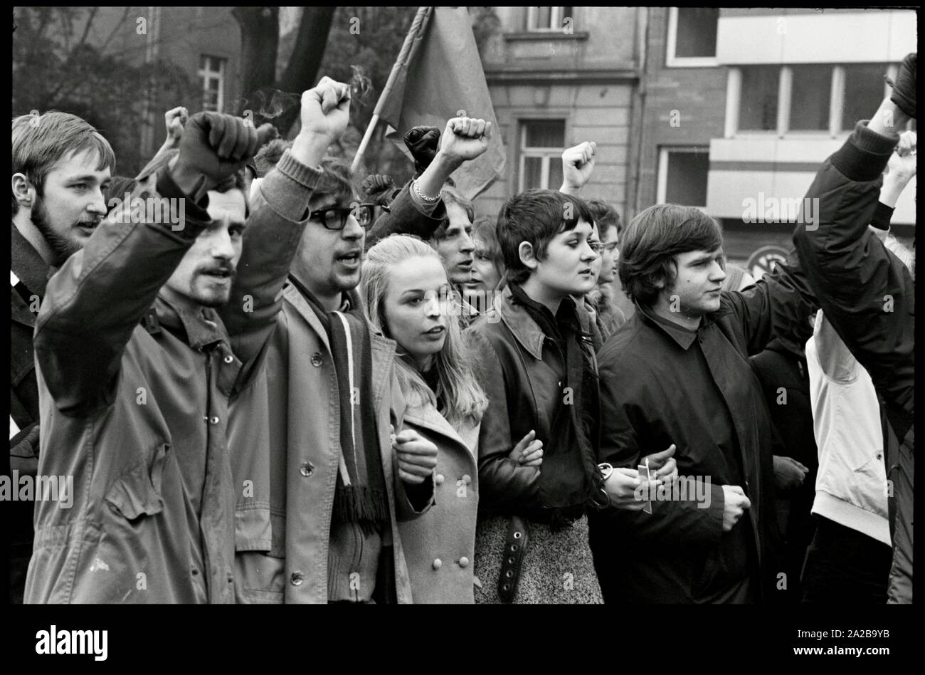 L'Allemagne. Francfort. 1.Février 1969 Environ 1000 étudiants de l'Université de Francfort rallye contre l'état d'urgence en Espagne. Auteur : Max Scheler/SZ Photo. Banque D'Images
