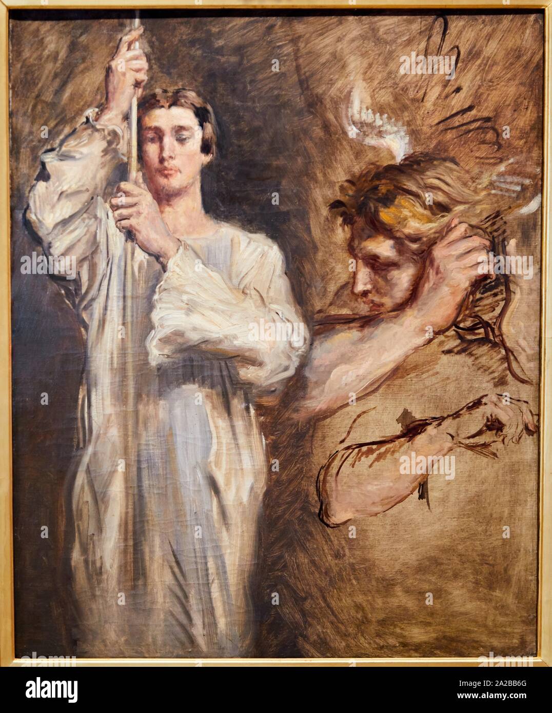 '''Jeune homme tenant la croix et étude d'ange'', 1852-1853, Théodore Chassériau, Petit Palais, Musée des Beaux Arts de la Ville de Paris, France, Banque D'Images