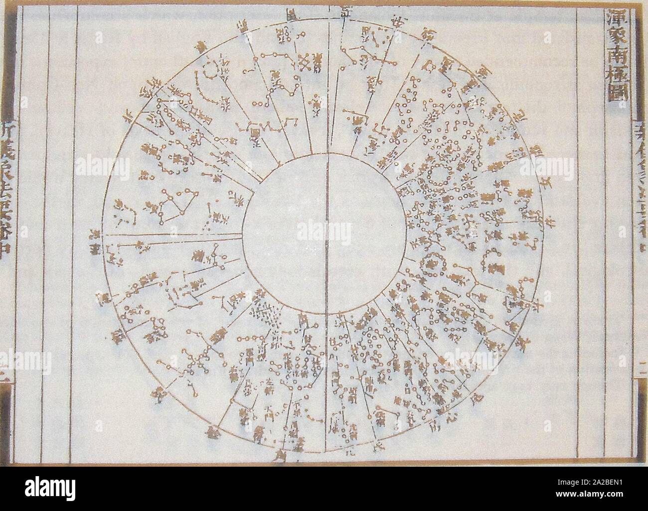 Carte de l'étoile polaire du sud projection pour les su globe céleste, Xin Yi Xiang Fa Yao, 1092 Banque D'Images