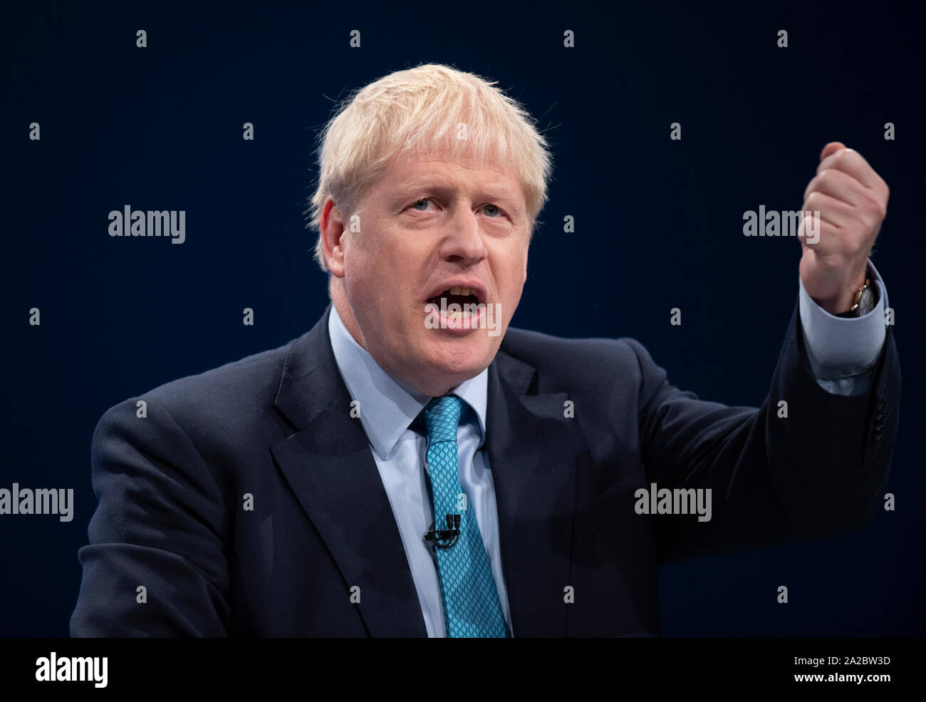 Manchester, UK. 2e oct, 2019. Boris Johnson, Premier Ministre, Premier Lord du Trésor, Ministre de la fonction publique et de MP pour Uxbridge et South Ruislip, parle à quatre jours du congrès du parti conservateur à Manchester. Credit : Russell Hart/Alamy Live News Banque D'Images