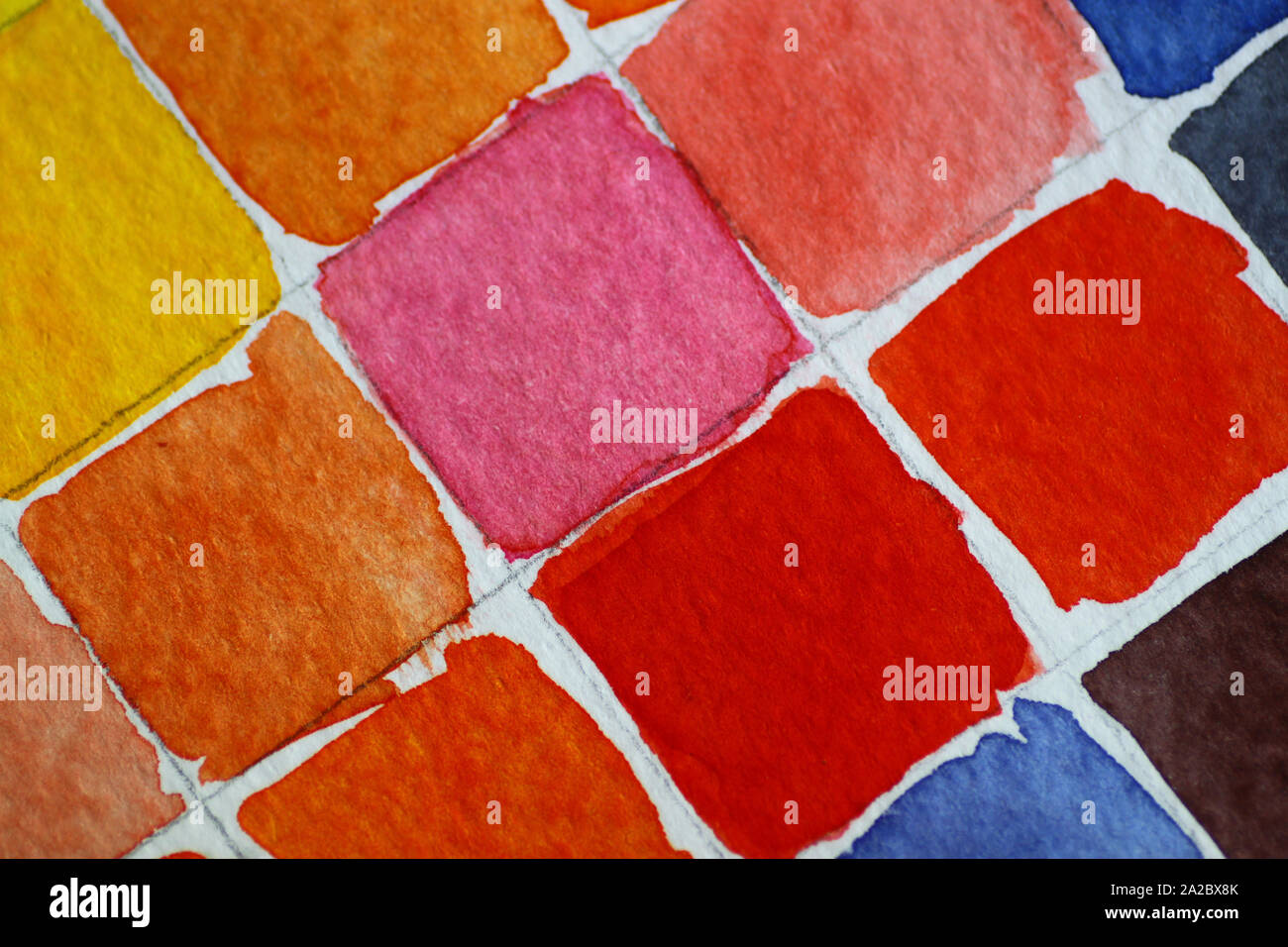 Étude de mélange de couleurs aquarelle sur papier aquarelle Banque D'Images