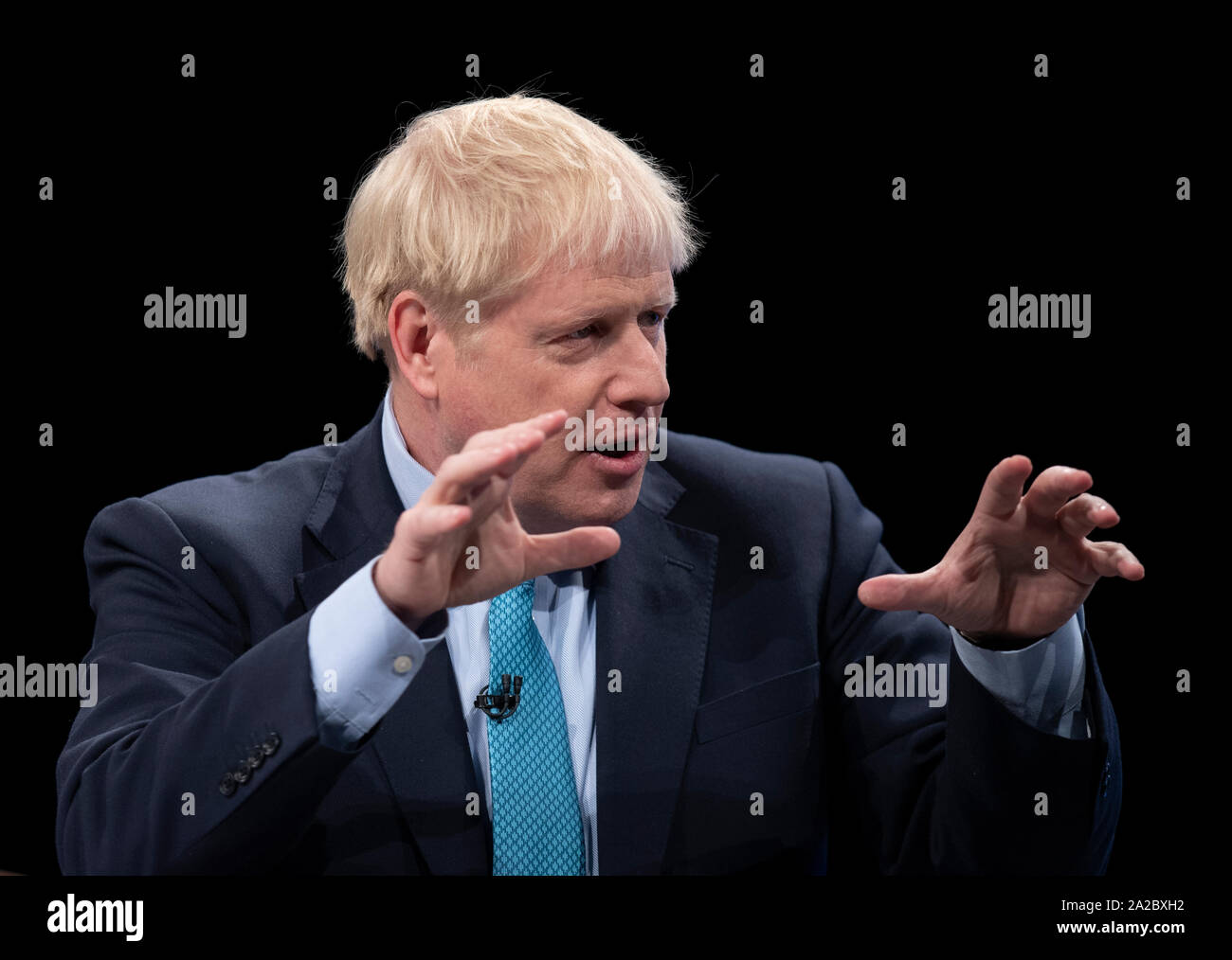 Manchester, UK. 2e oct, 2019. Boris Johnson, Premier Ministre, Premier Lord du Trésor, Ministre de la fonction publique et de MP pour Uxbridge et South Ruislip, parle à quatre jours du congrès du parti conservateur à Manchester. Credit : Russell Hart/Alamy Live News Banque D'Images