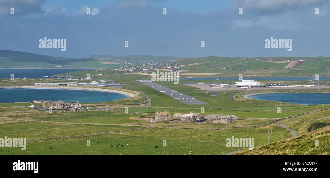 Dans l'aéroport d' établissement"Sumburgh Shetland' Établissement"Sumburgh Head - c'est le principal aéroport des Shetland et est au point le plus au sud des îles. Banque D'Images