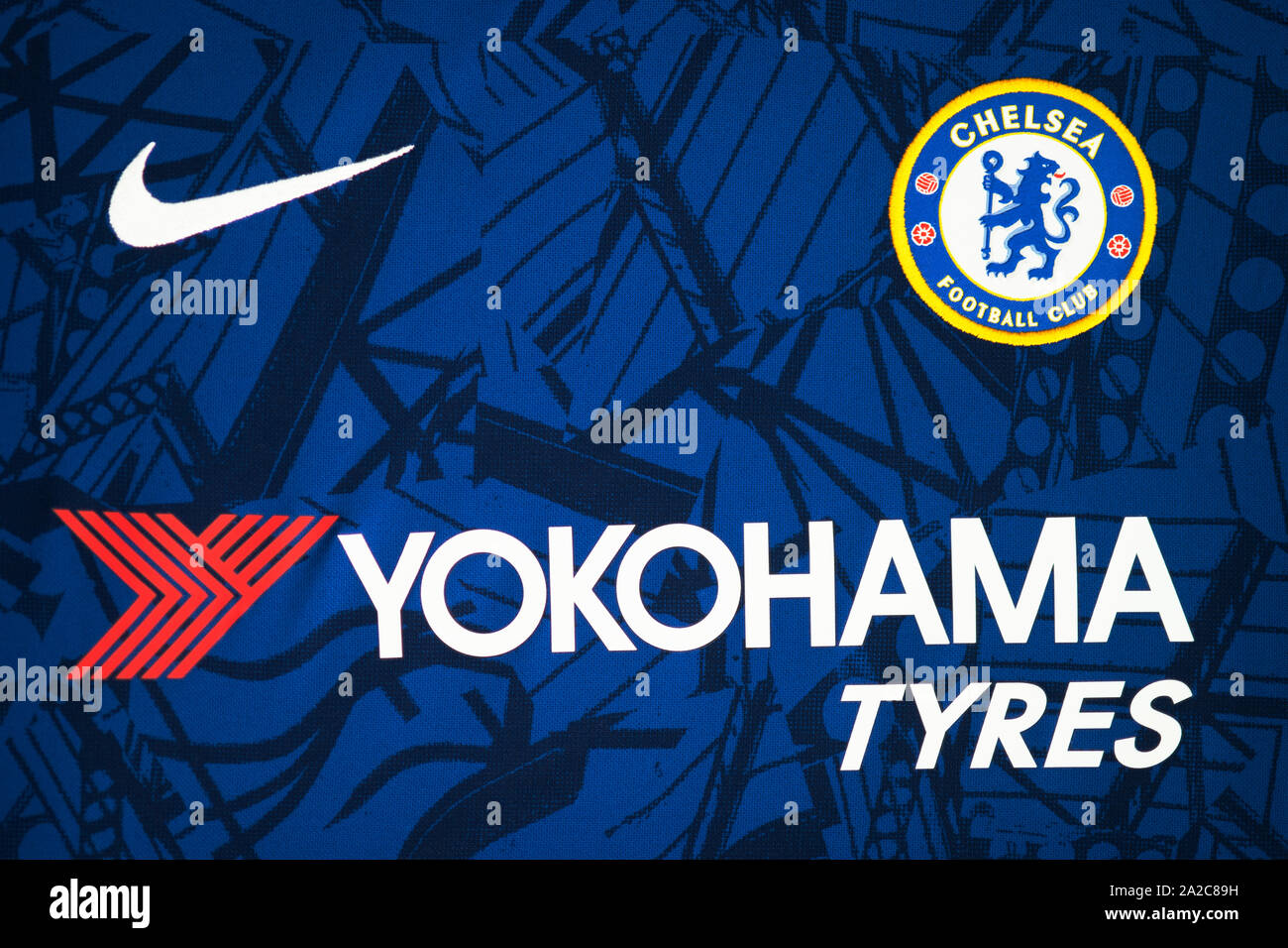 Close up du Chelsea FC 2019-2020 Jersey x Nike. Banque D'Images