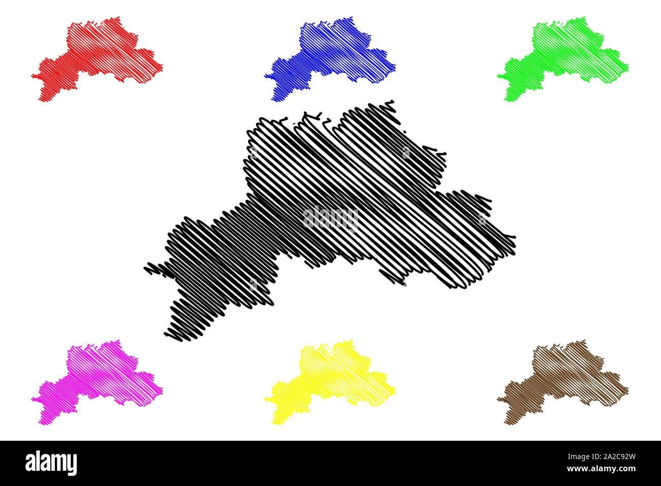Région de Moguilev (République du Bélarus, la Biélorussie ou la Biélorussie, régions du Bélarus) map vector illustration gribouillage, croquis (Etats-Unis Voblasts Bauvin Illustration de Vecteur