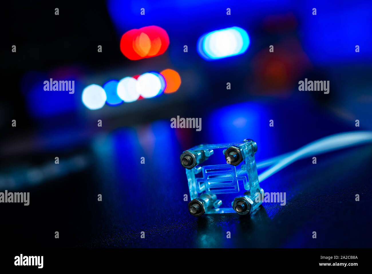 Organe-sur-puce (OOC) - dispositif microfluidique puce qui simule les organes biologiques c'est le type d'organes artificiels. Conception de prototypes de laboratoires sur puce Banque D'Images