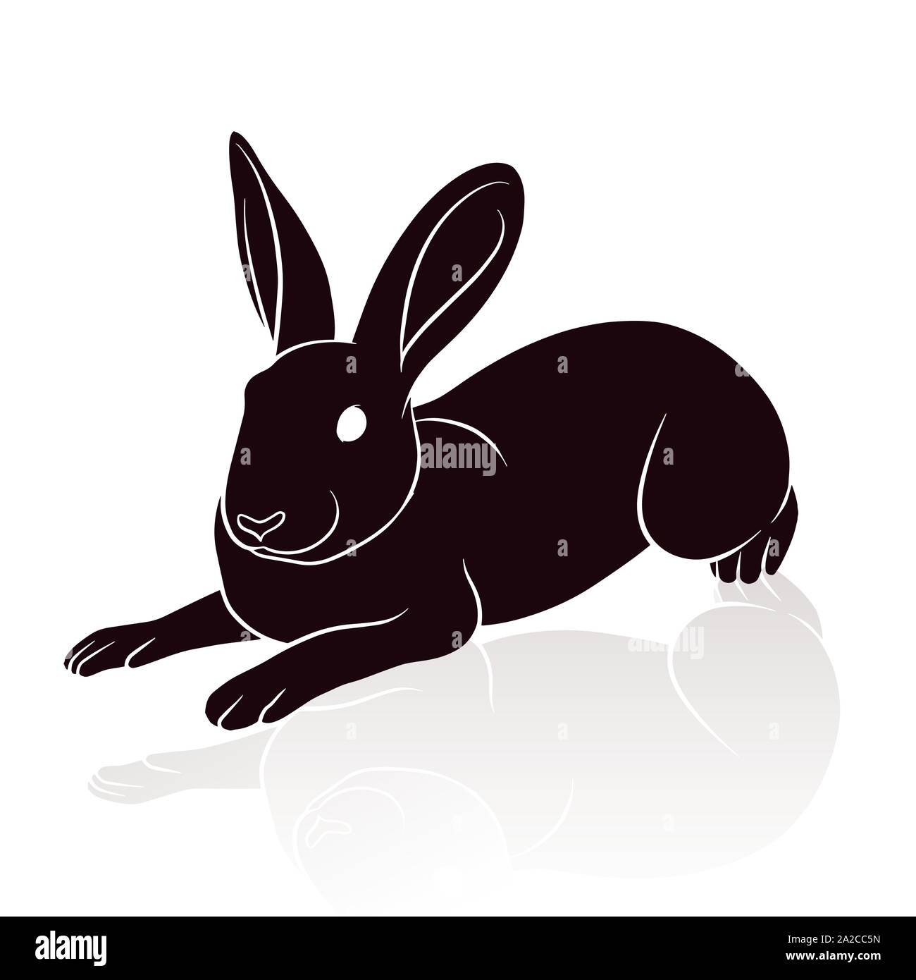 Vector illustration silhouette de lapin isolé sur fond blanc Illustration de Vecteur