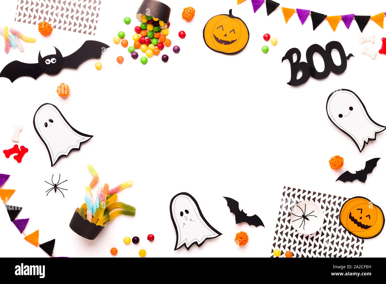 Châssis avec mignon et drôle Halloween chiffres Banque D'Images