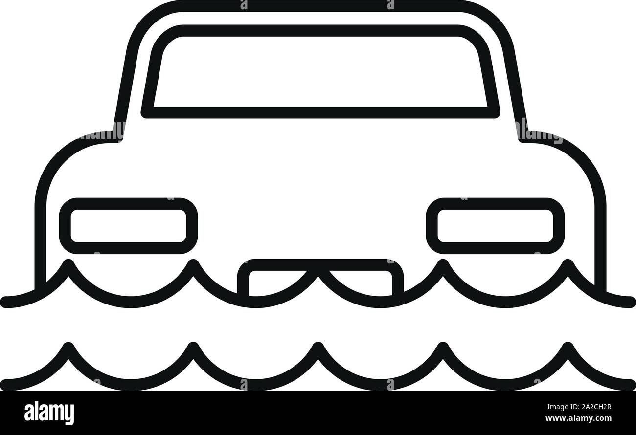 Location de l'eau d'inondation. Voiture de l'eau inondation contours icône vecteur pour la conception web isolé sur fond blanc Illustration de Vecteur