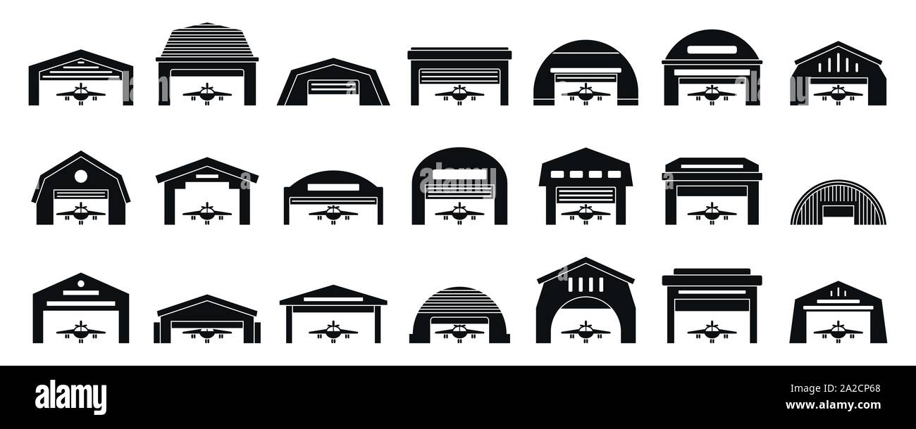 Hangar icons set. Simple jeu d'icônes vectorielles hangar pour le web design sur fond blanc Illustration de Vecteur