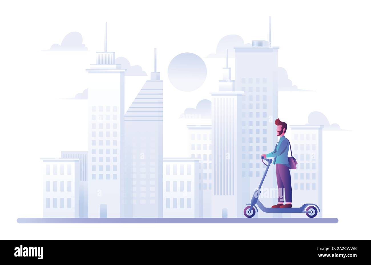 L'homme sur Scooter électrique Illustration de Vecteur