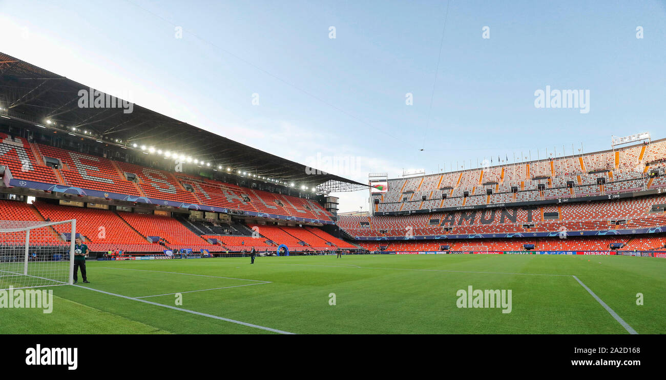 Valence, 02-10-2019 , Estadio Mestalla , saison 2019 de la Ligue des Champions de football / 2020, phase de groupes FC Valence - Ajax. Aperçu du stade Banque D'Images