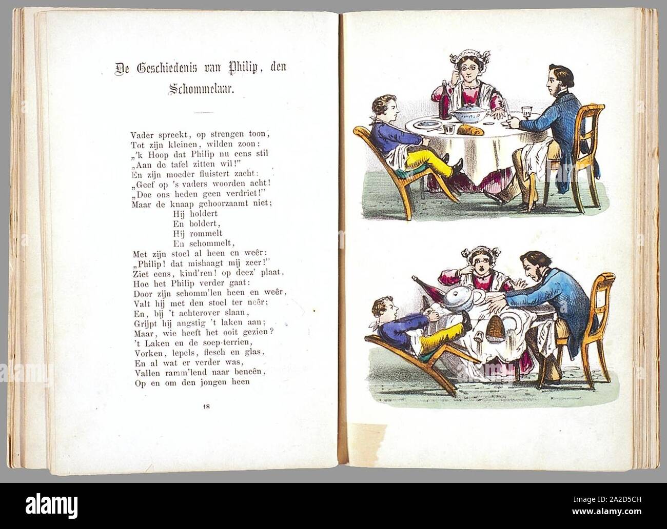 Prentenboek leerzame een aardig rencontré vertellingen naar het beroemde Hoogduitsche kinderwerk Der Struwwelpeter Banque D'Images