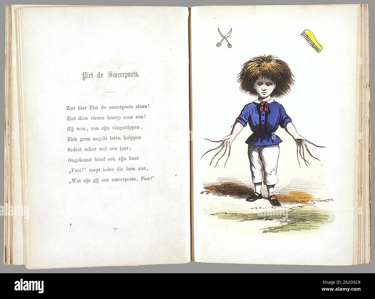 Prentenboek leerzame een aardig rencontré vertellingen naar het beroemde Hoogduitsche kinderwerk Der Struwwelpeter Banque D'Images