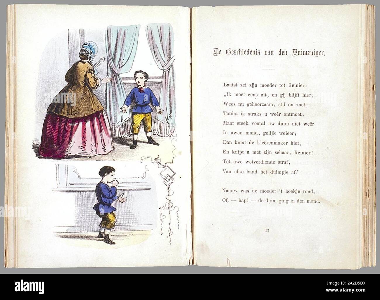 Prentenboek leerzame een aardig rencontré vertellingen naar het beroemde Hoogduitsche kinderwerk Der Struwwelpeter Banque D'Images