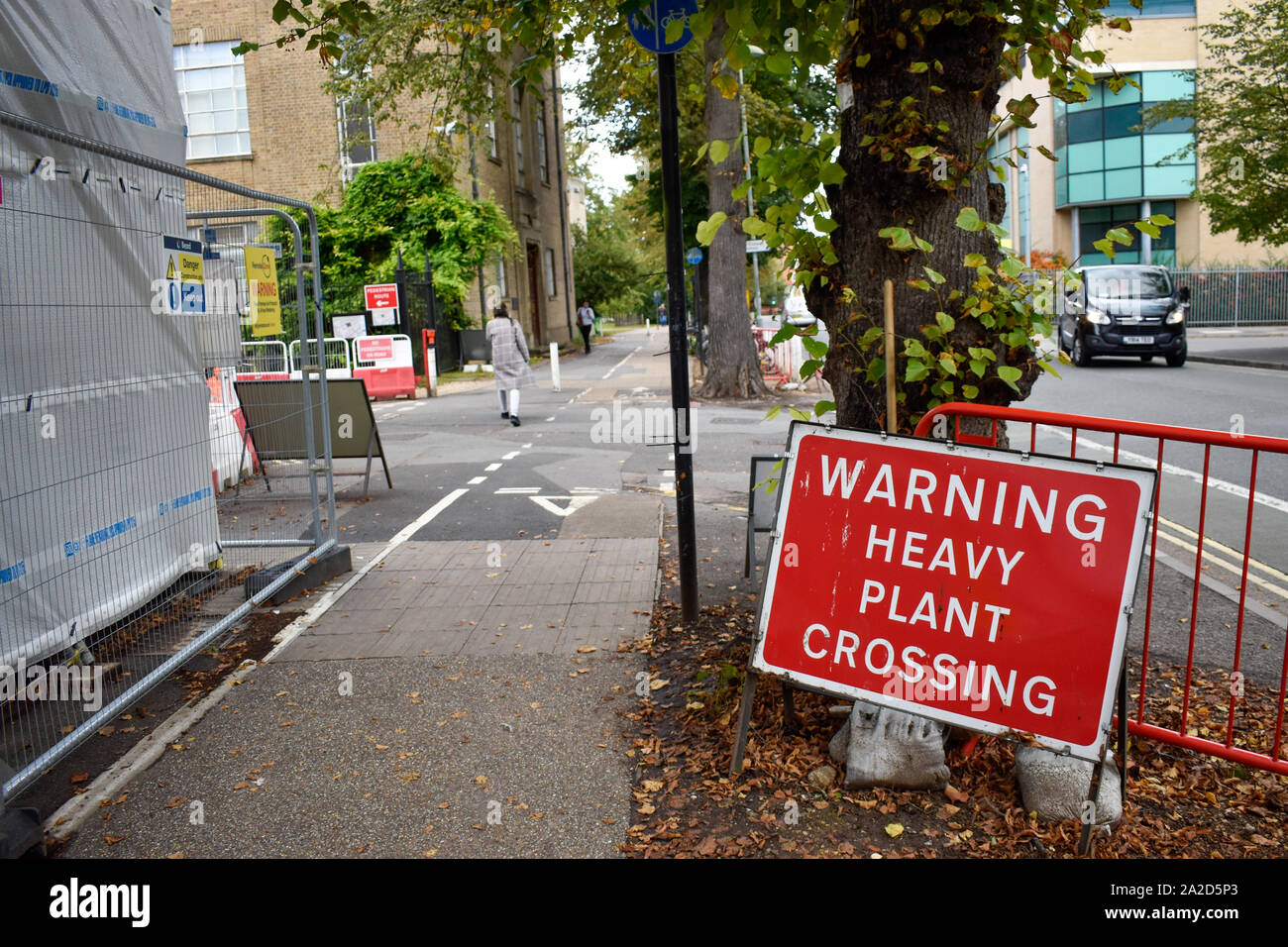 Site avertissement at construction site / mesures de santé et de sécurité sur les chantiers à Oxford, UK Banque D'Images