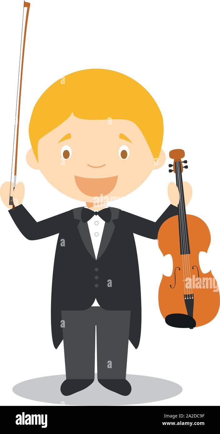 Cute cartoon vector illustration d'un musicien ou d'un violoniste classique Illustration de Vecteur