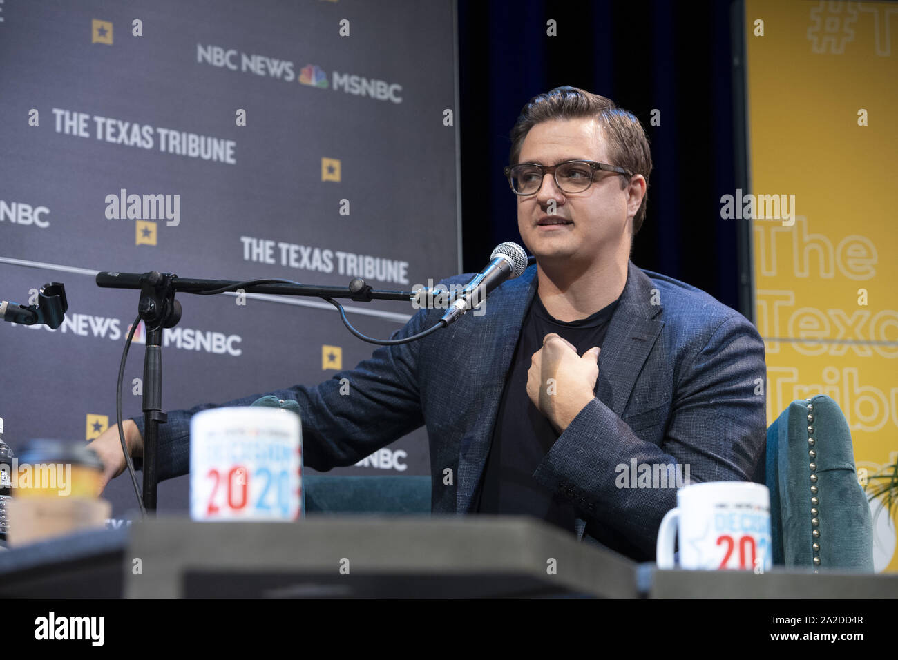 Austin, Texas, États-Unis. 28 Sep, 2019. Journaliste Chris Hayes de MSNBC lance son podcast avec U.S. Sen. Ted Cruz de Texas Texas pendant un festival Tribune session à Austin. Cruz surtout défendu l'atout de Donald mais n'a pas exclu une autre élection présidentielle de ses propres en 2024. Credit : Bob Daemmrich/ZUMA/Alamy Fil Live News Banque D'Images