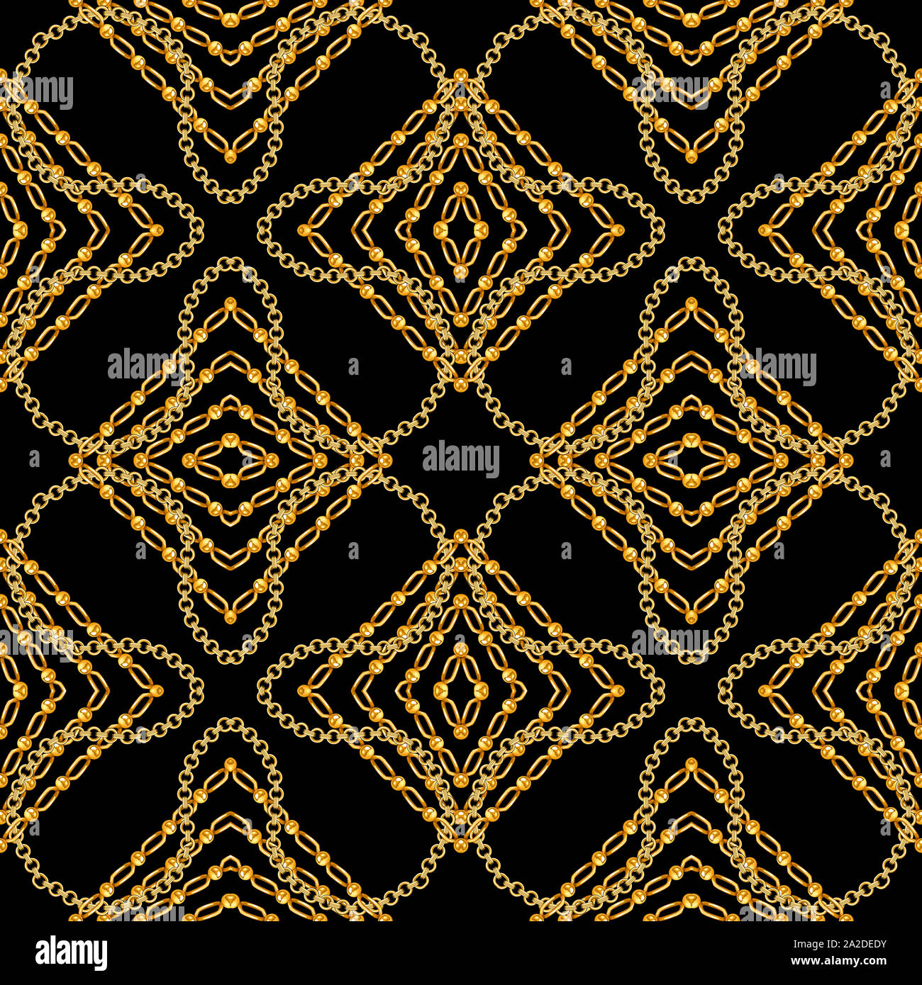 Résumé Les chaînes de modèle transparent et noir couleur or pour fonds d'écran et l'arrière-plan. Prêt pour l'impression textile. Banque D'Images