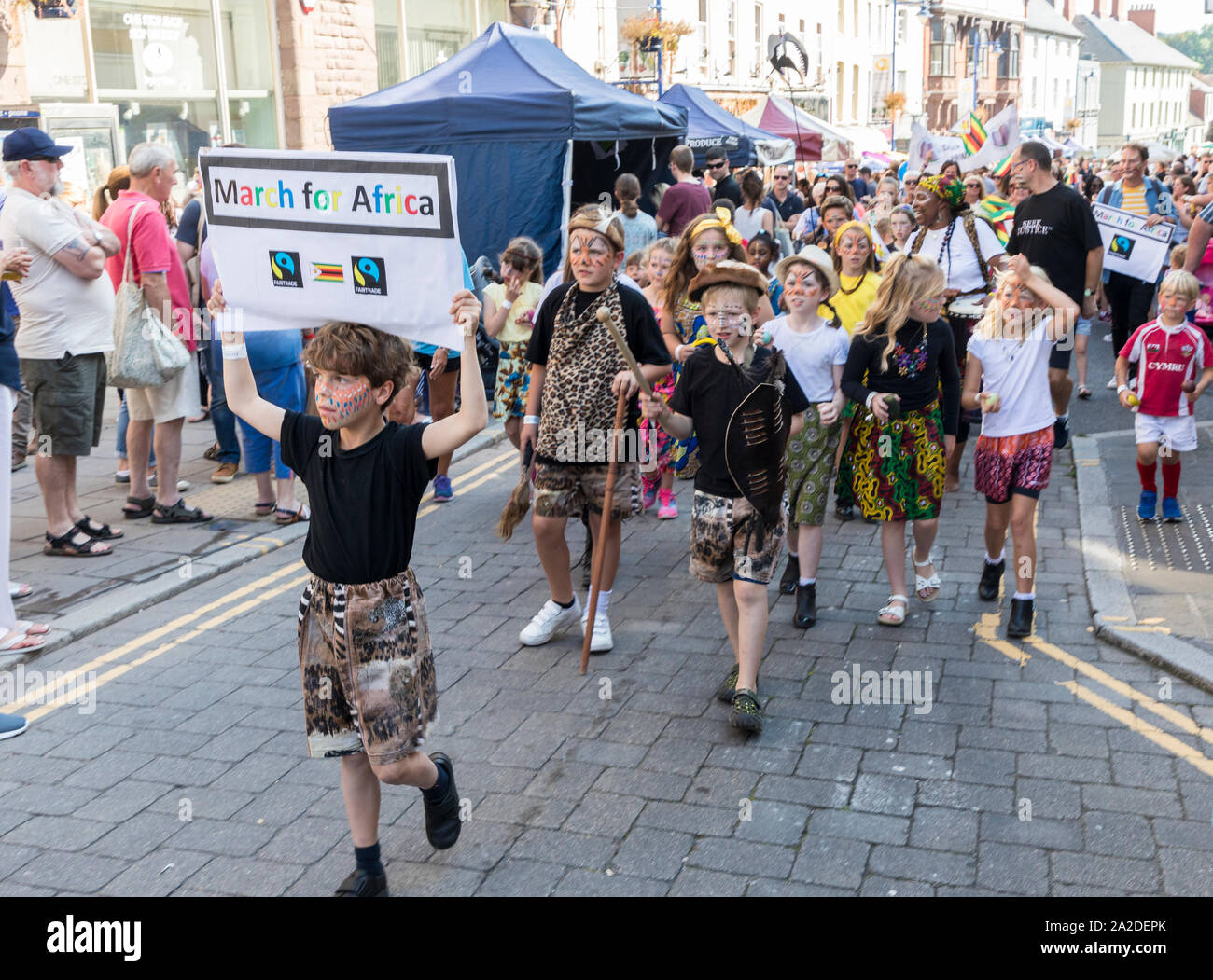 La collecte de fonds pour l'Afrique, mars, Abergavenny Food Festival, Pays de Galles, Royaume-Uni Banque D'Images