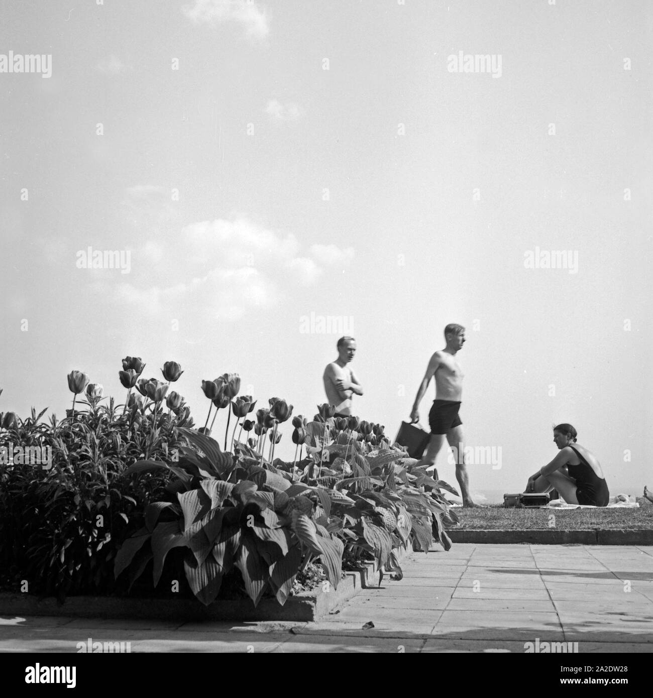 Im Opelbad Nerobergs am Südhang des im Norden von Hannover, Deutschland 1930er Jahre. Opelbad à la piscine dans le Nord de Wiesbaden, Allemagne 1930. Banque D'Images