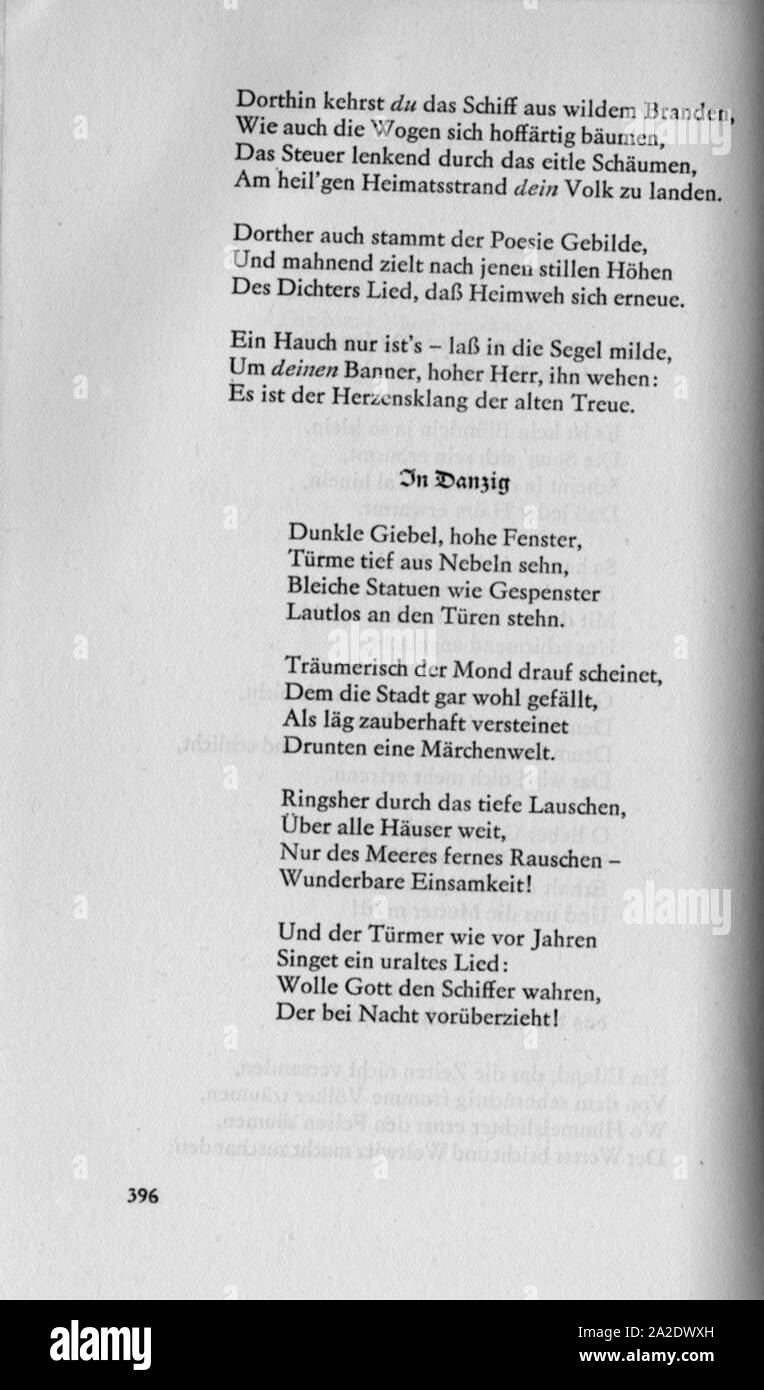Gedichte Eichendorff à Dantzig. Banque D'Images