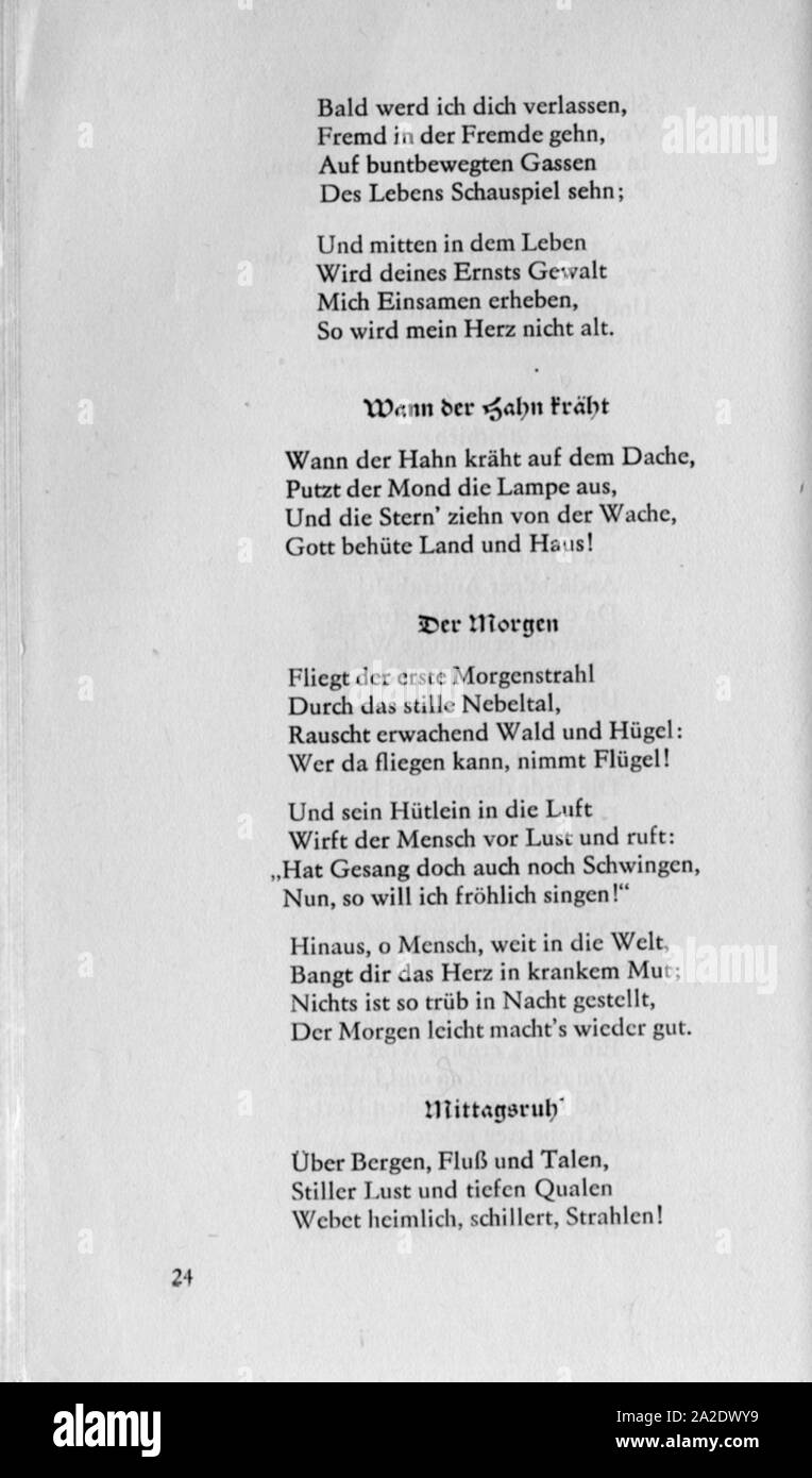 Gedichte Eichendorff Abschied2. Banque D'Images