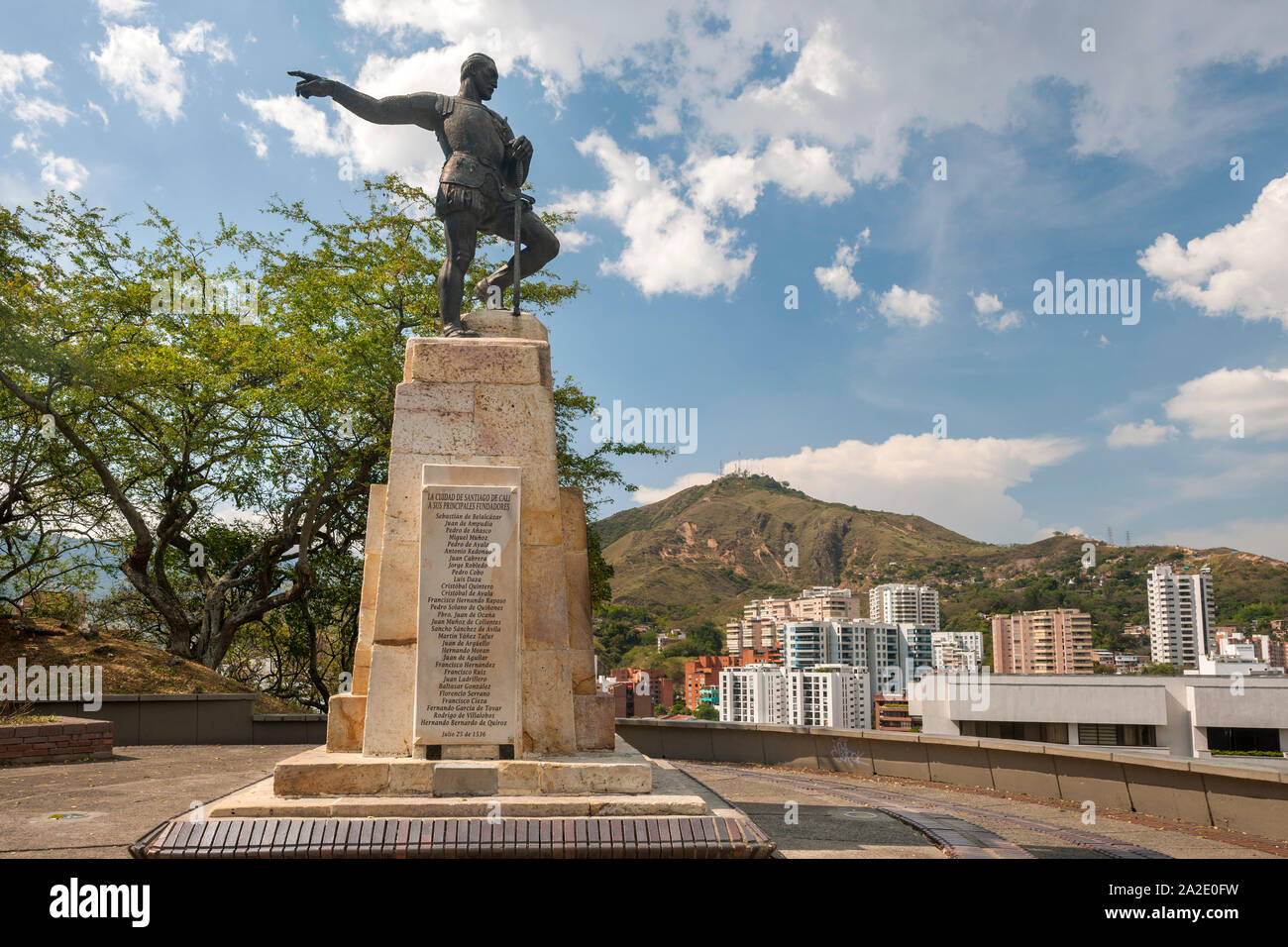 Belalcázar Statue à Cali, Colombie. Sebastián de Belalcázar fut un conquistador Espagnol. Banque D'Images