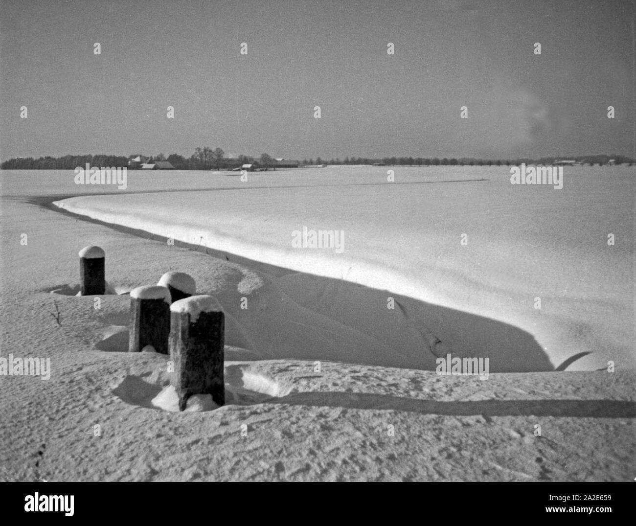 Dans Ostrpeußen Winterlandschaft, 1930er Jahre. Paysage d'hiver à l'Est de la Prusse, 1930. Banque D'Images