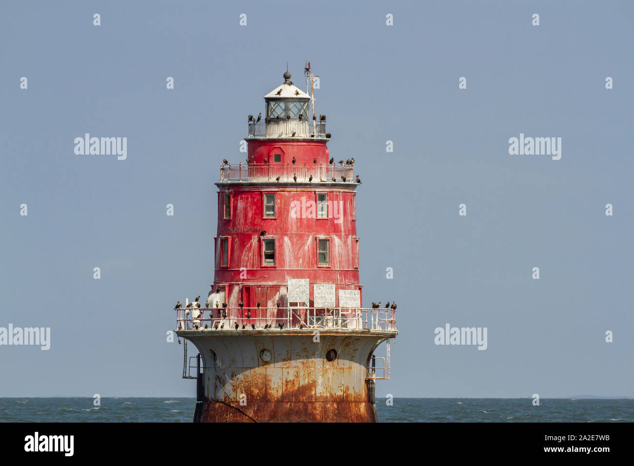 Miah Maull phare du haut-fond de la baie Delaware chenal de navigation. Banque D'Images