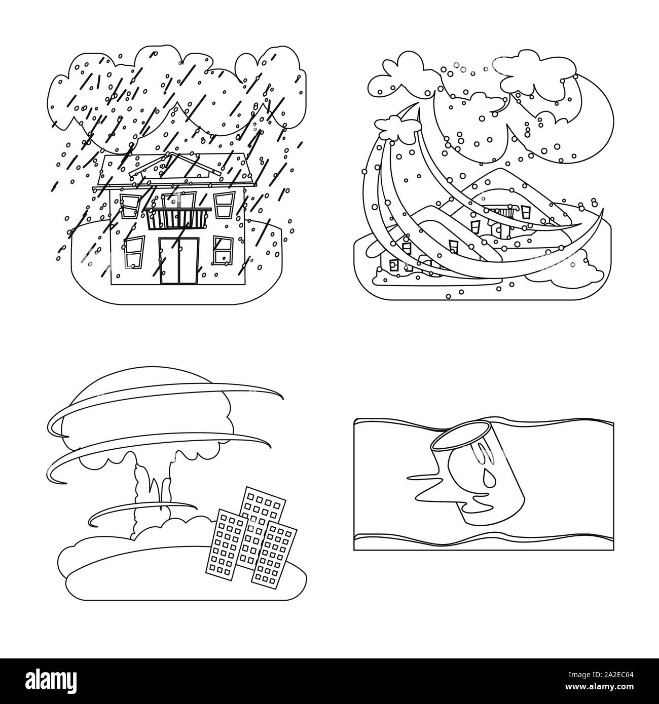 Objet isolé de cataclysme et signe de catastrophe. Collection de cataclysme et apocalypse symbole boursier pour le web. Illustration de Vecteur