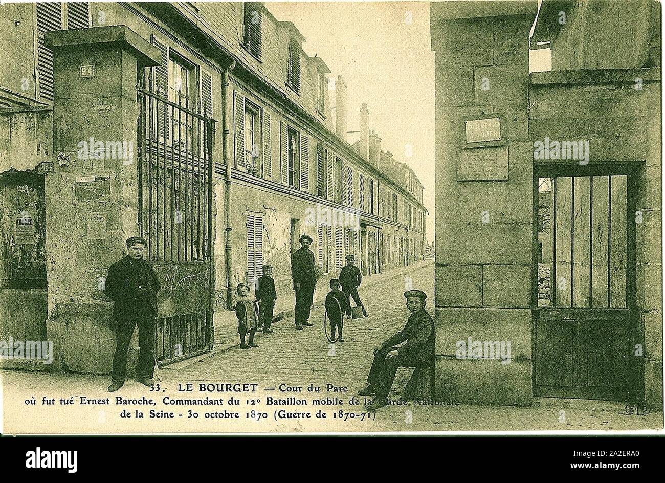 Pa 31 - LE BOURGET - Cour du parc où fut tué Ernest Bazoche, Commandant .... Banque D'Images