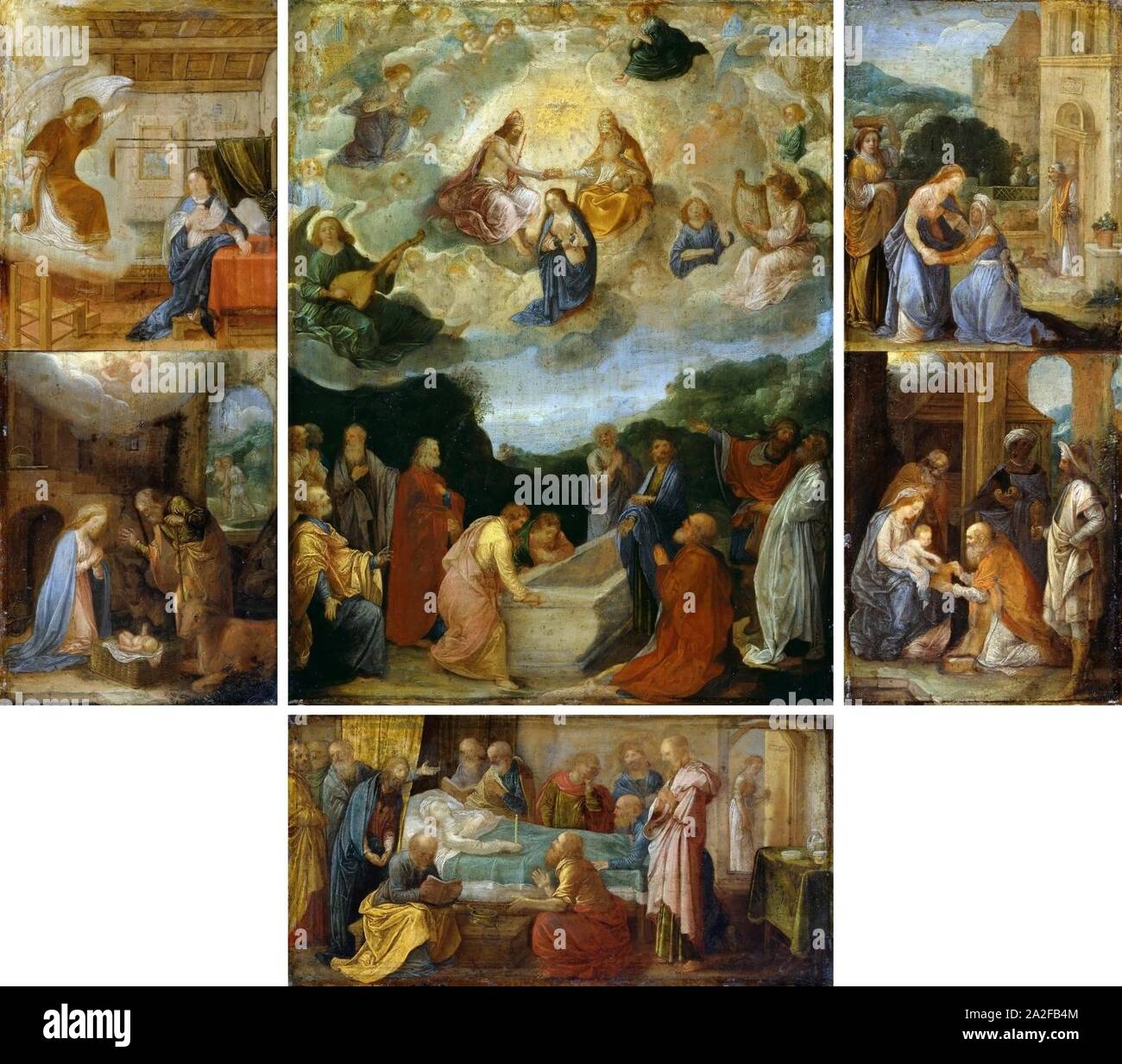 Richard Dadd - Hausaltar mit sechs Szenen aus dem Leben der Jungfrau Maria. Banque D'Images