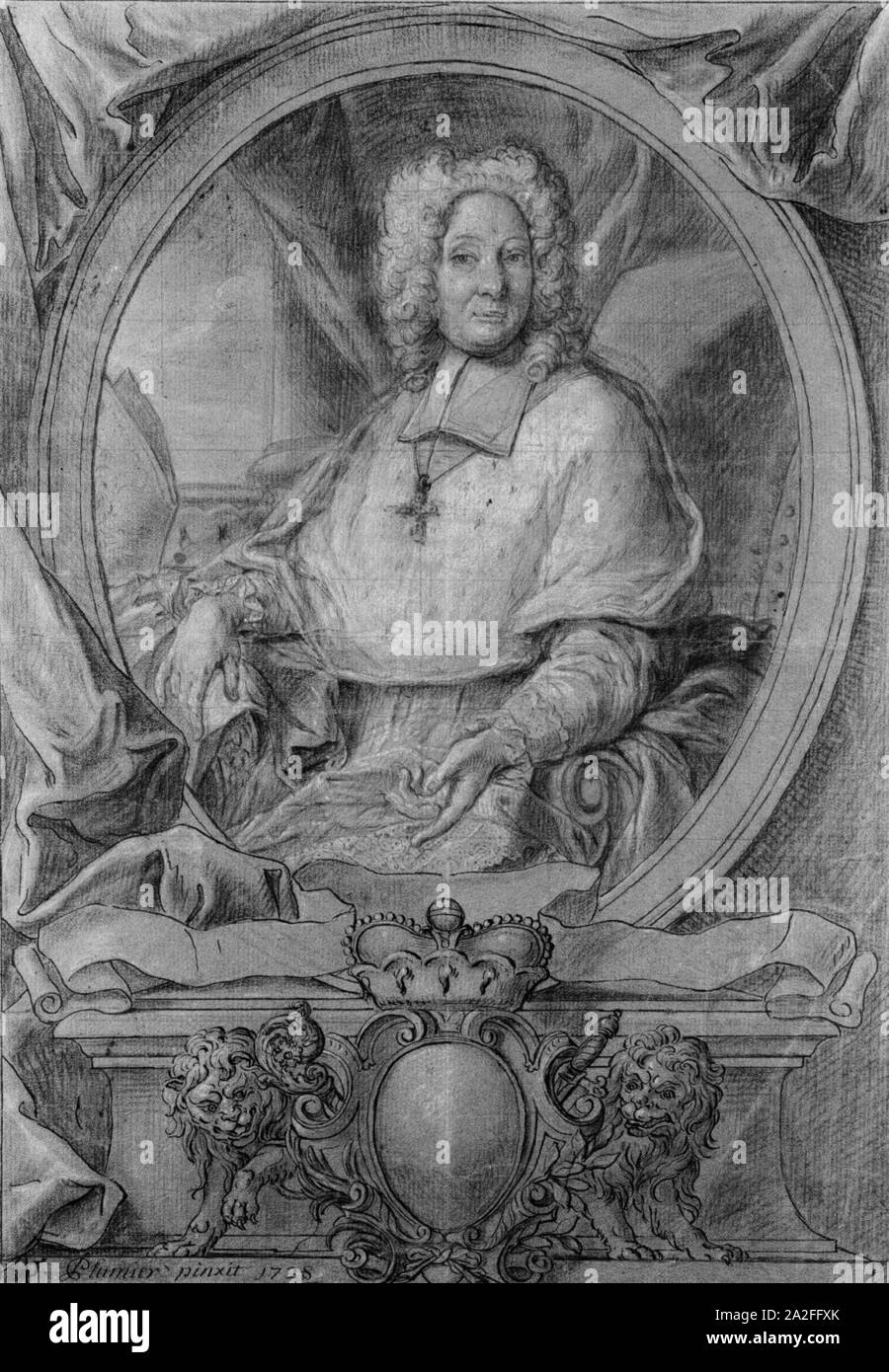 Emond Plumier, Georges Louis de Berghes, prince-évêque de Liège (1728), Cabinet des estampes et des dessins de la Ville de Liège. Banque D'Images
